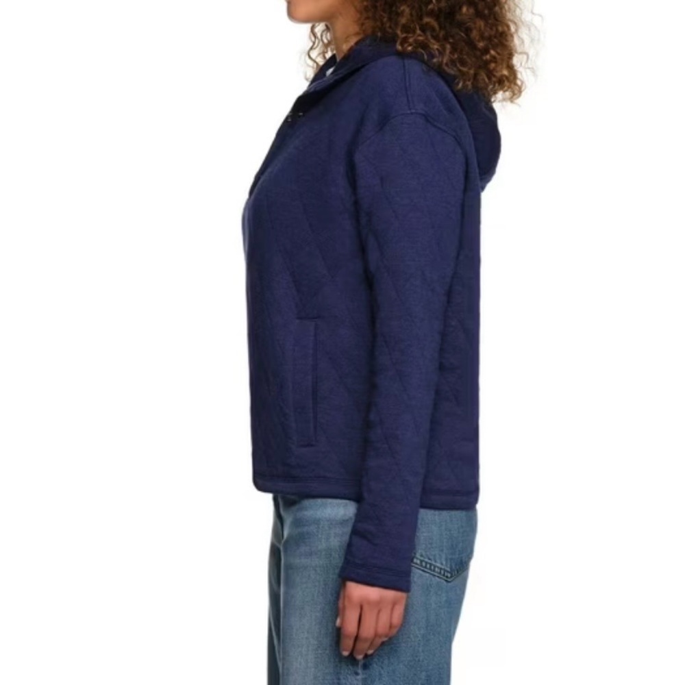 Lands' End Women's Cozy Soft Quilted 5 Snap Pullover Hoodie Kangaroo Pocket 😍 - Picture 3 of 8
